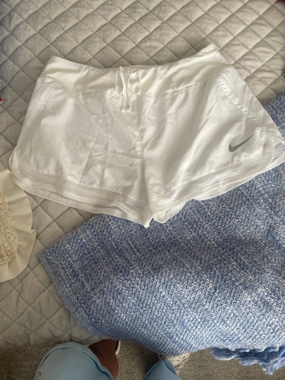 Nike White Women's Athletic Mesh-Trim Shorts